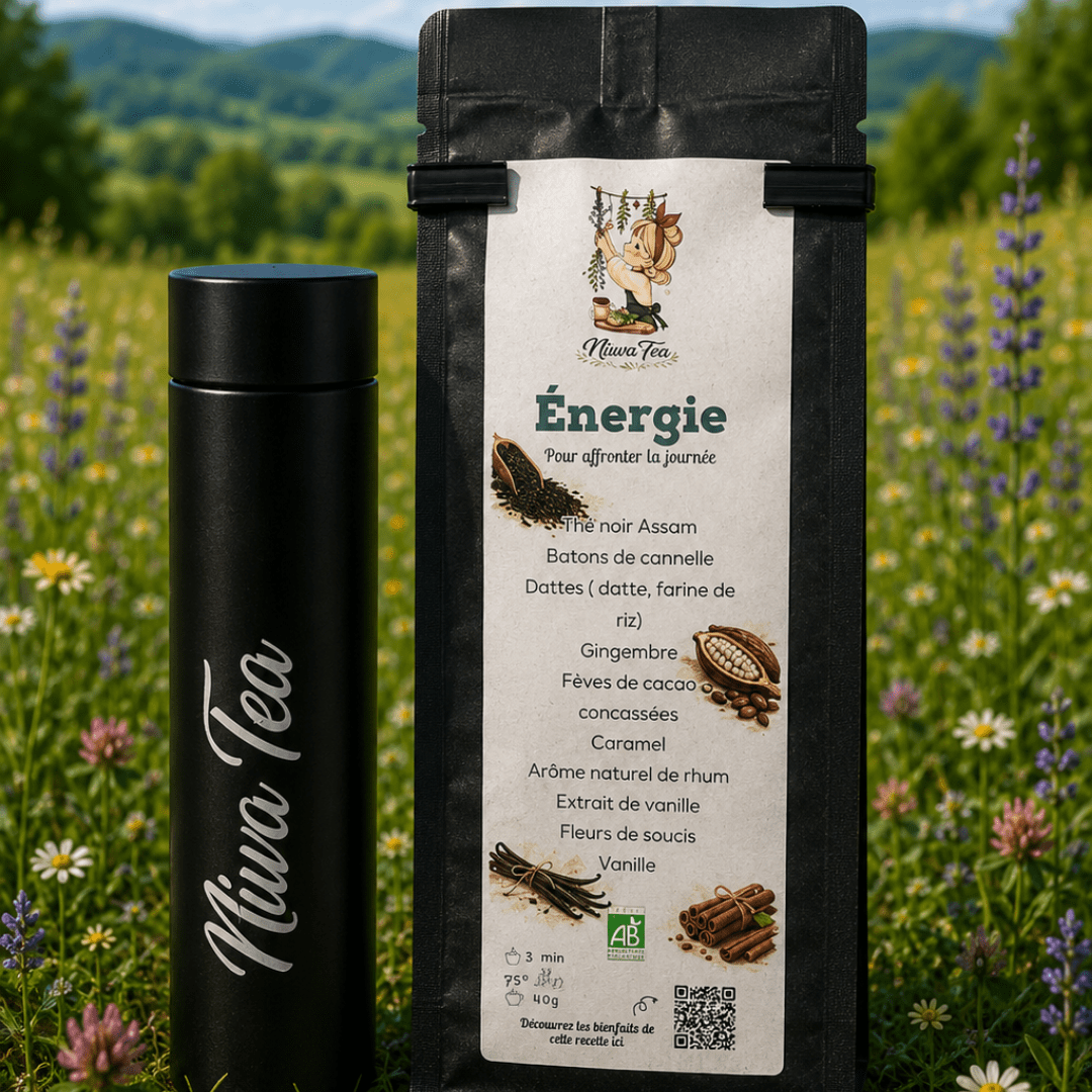 Coffret Thermos noir - thé ou infusion - Niwa Tea