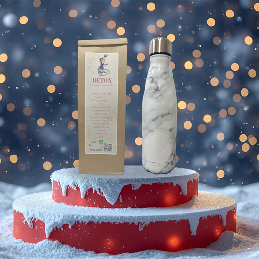 coffret bouteille isotheme marbre niwa tea noel